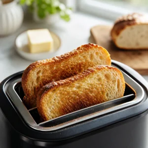 Golden bread slices toasted until crisp for sprat sandwiches