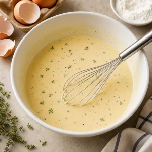 Dünner Yorkshire-Pudding-Teig mit Thymian und Pfeffer