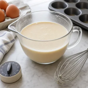 Glatter Yorkshire-Pudding-Teig ruht in einem Messbecher