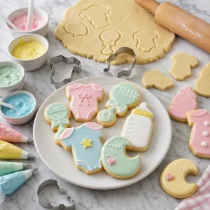 Сахарное печенье для baby shower с пастельной глазурью
