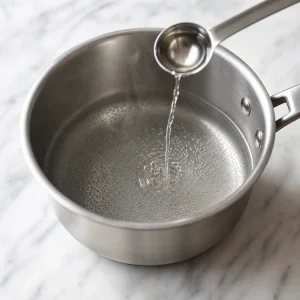 Vinaigre ajoute a l'eau fremissante