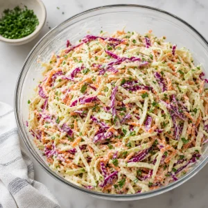 Creamy coleslaw tossed with chopped parsley