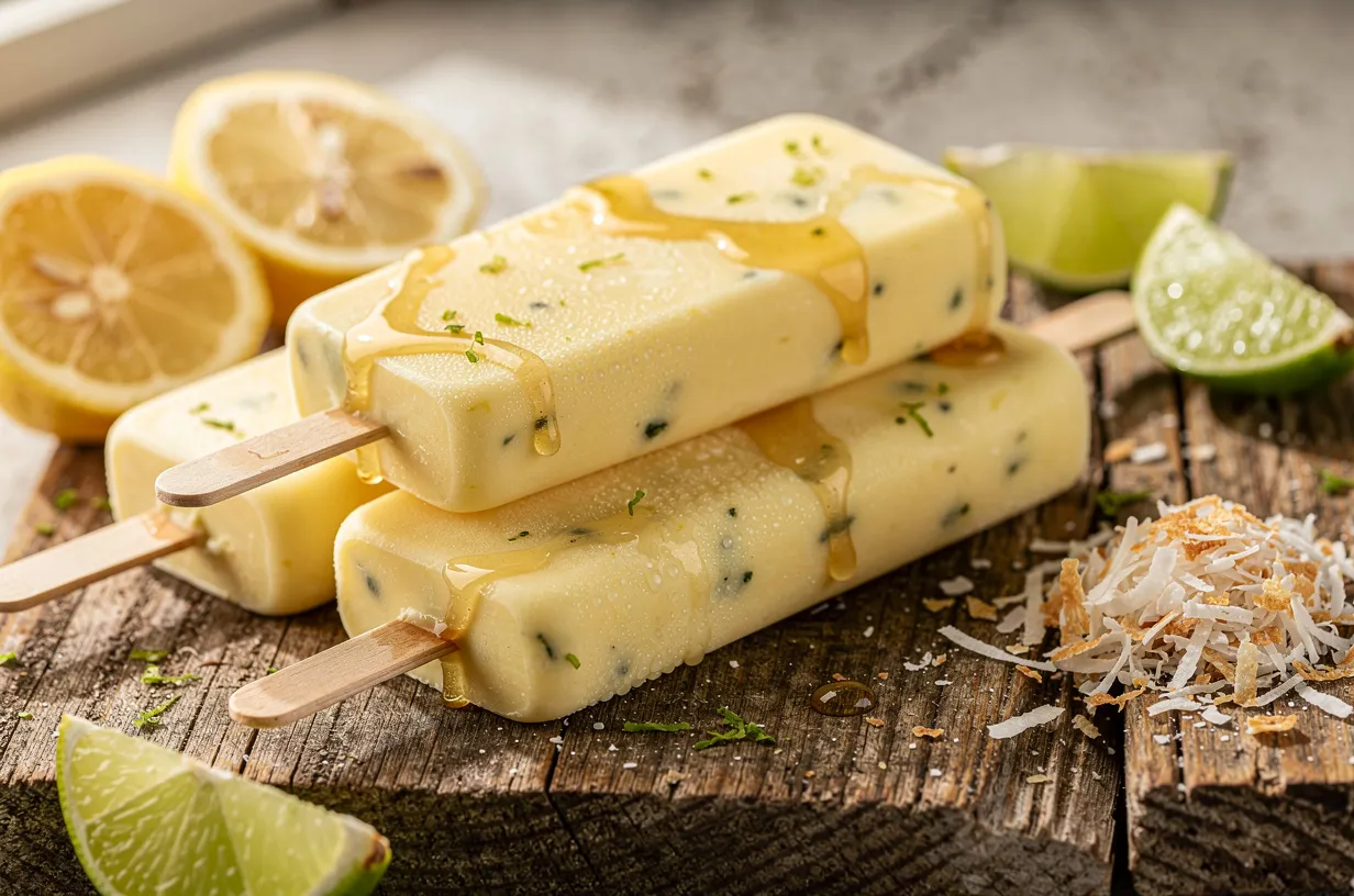 Kremowe lody cytrynowo-kokosowe z miodowym wirkiem