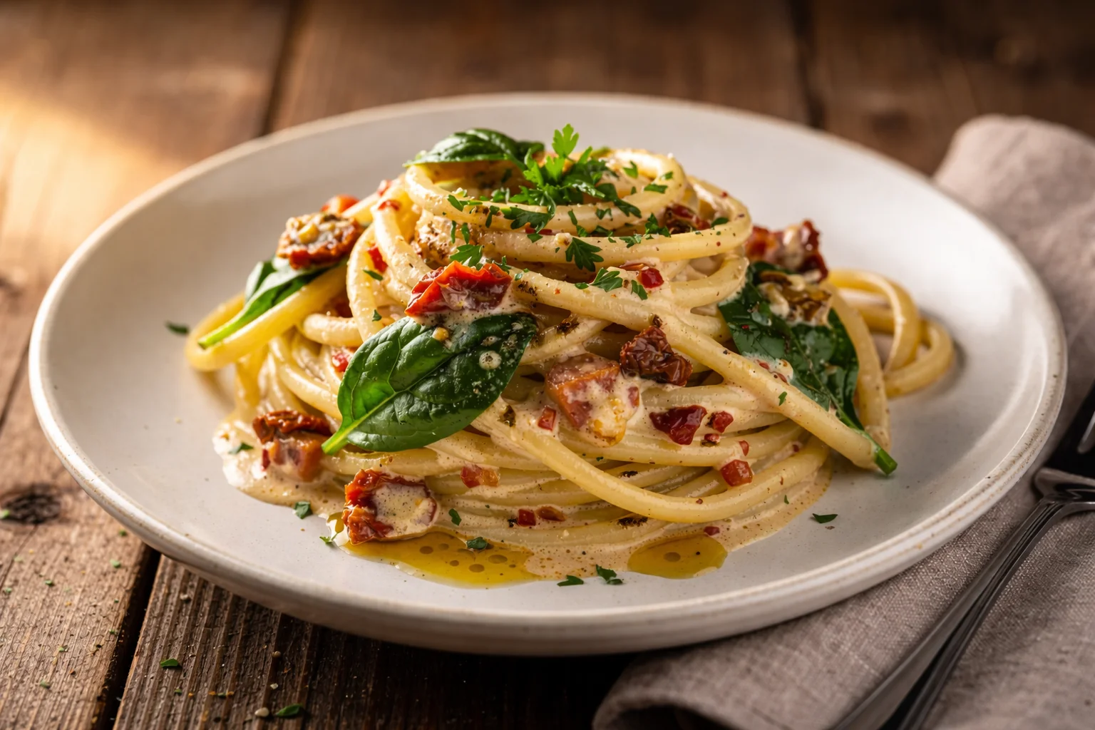 Creamy Tuscan Pasta with Spinach and Sun-Dried Tomatoes