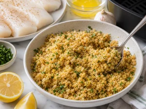 Beurre fondu melange a la chapelure panko assaisonnee