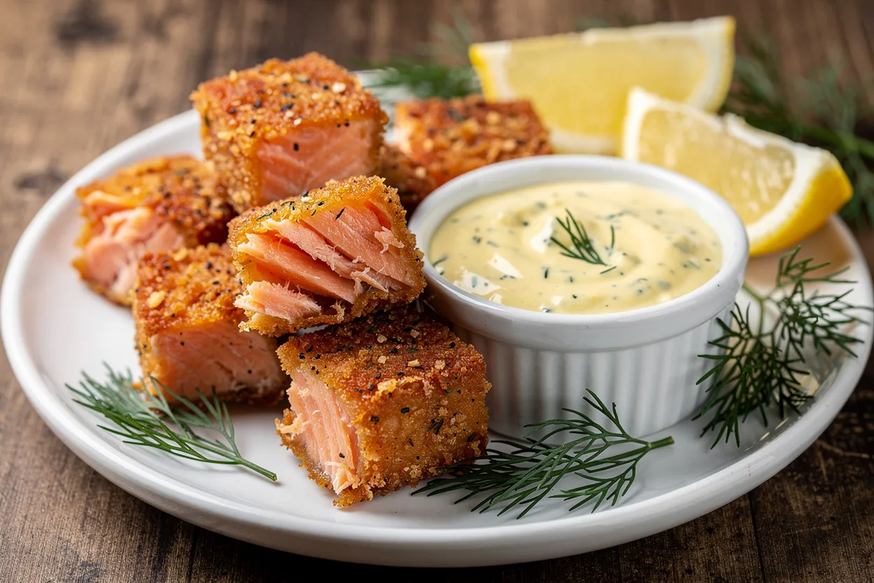 Bocconcini di salmone croccanti in friggitrice ad aria