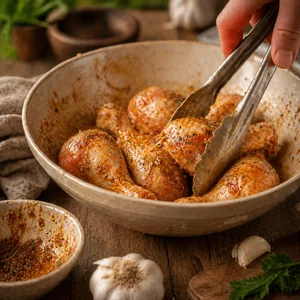 Knusprige Hähnchenunterkeulen aus dem Ofen mit Knoblauch