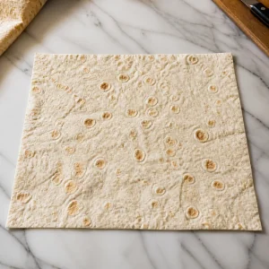 Uma folha retangular de lavash sobre uma superfície limpa
