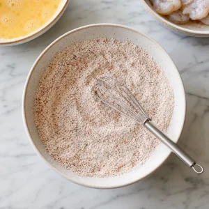 Seasoned flour mixture whisked with cornstarch and Cajun spices.