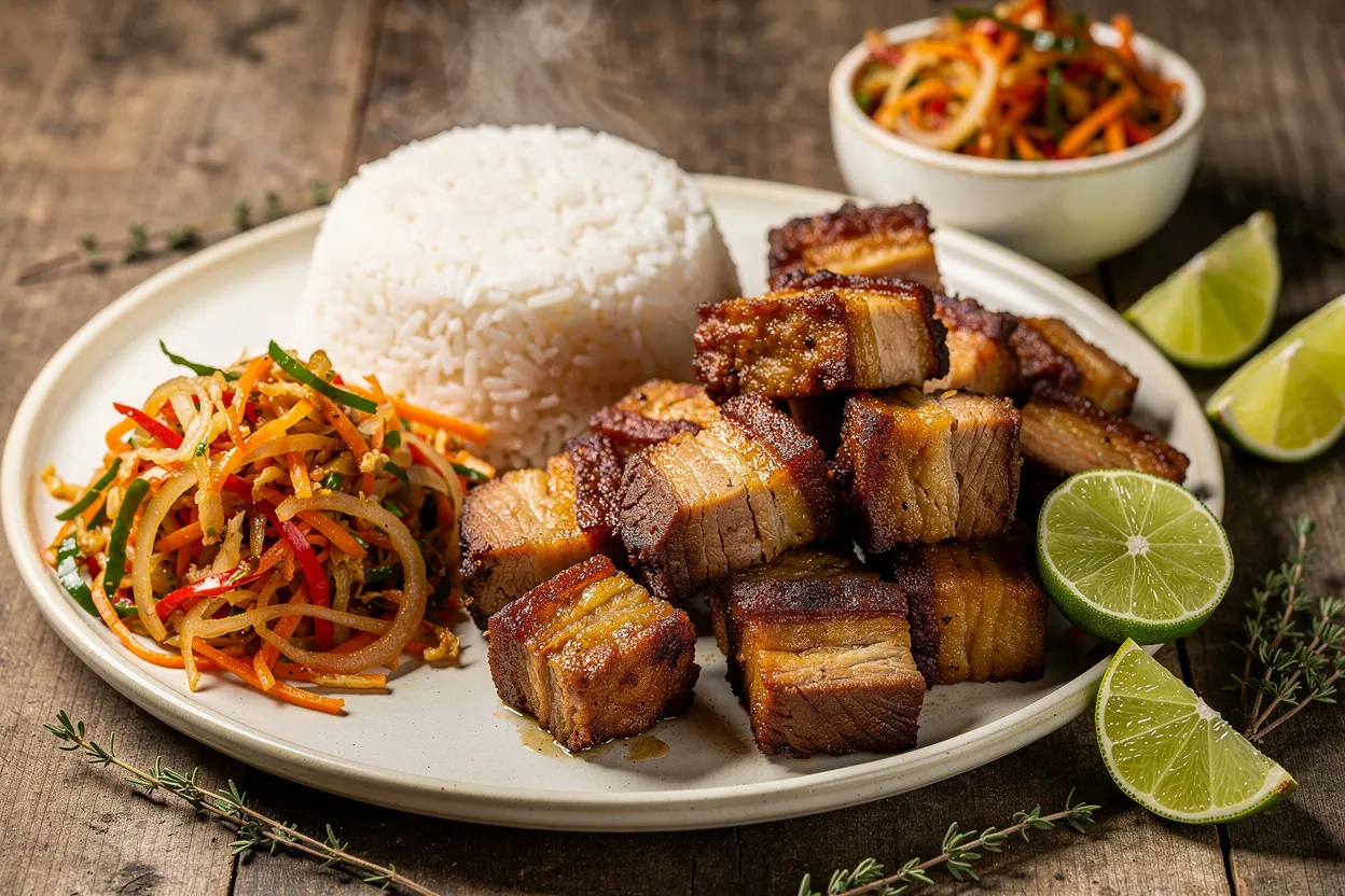 Griot Haitiano Crocante: Carne de Porco Marinada Cítrica