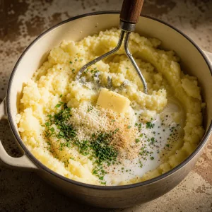 Puree de pommes de terre avec beurre, lait, parmesan et persil