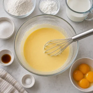 Egg yolk mixture whisked smooth with sugar and starch