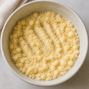 Buttery crumb topping in a bowl