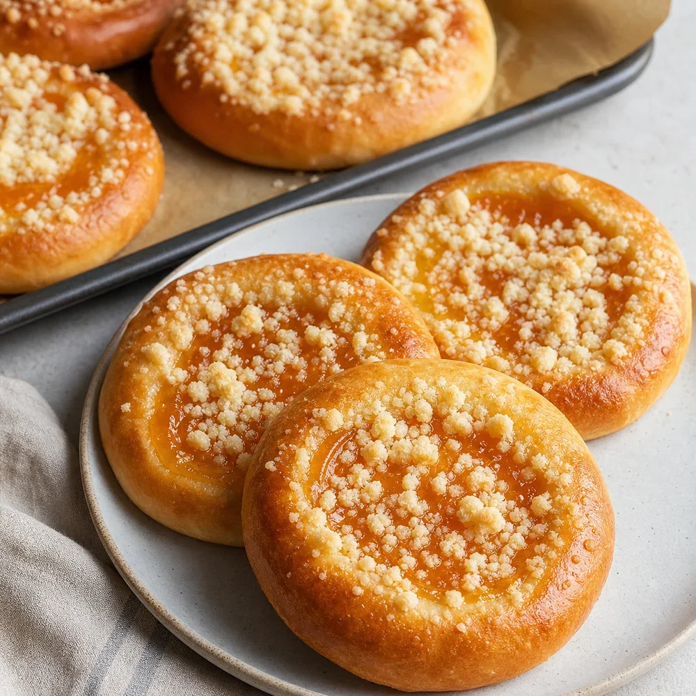 Finished apricot kolache with sweet crumb topping