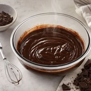 Dark chocolate melted with hot cream into a smooth glossy ganache