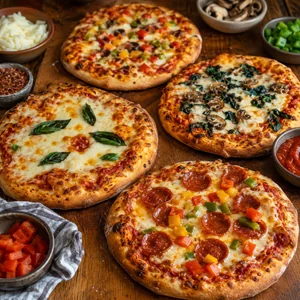 Family-Style Homemade Personal Pizzas with Fresh Toppings