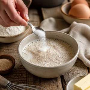 Lievito schiumoso nel latte tiepido con zucchero