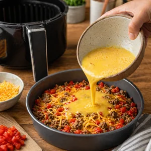 Frittata de Café da Manhã na Air Fryer com Salsicha e Pimentão