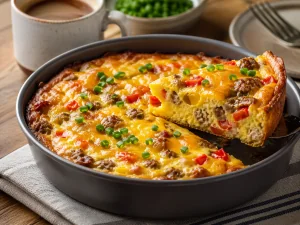 Frittata de Café da Manhã na Air Fryer com Salsicha e Pimentão