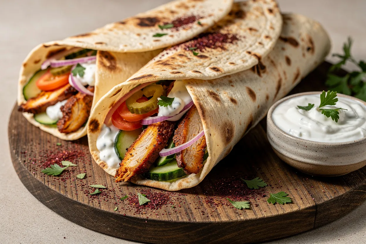 Easy Chicken Shawarma Wraps with Garlic Yogurt Sauce