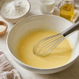 Oeufs et sucre fouettes en melange pale
