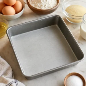 Moule carre graisse et tapisse de papier cuisson