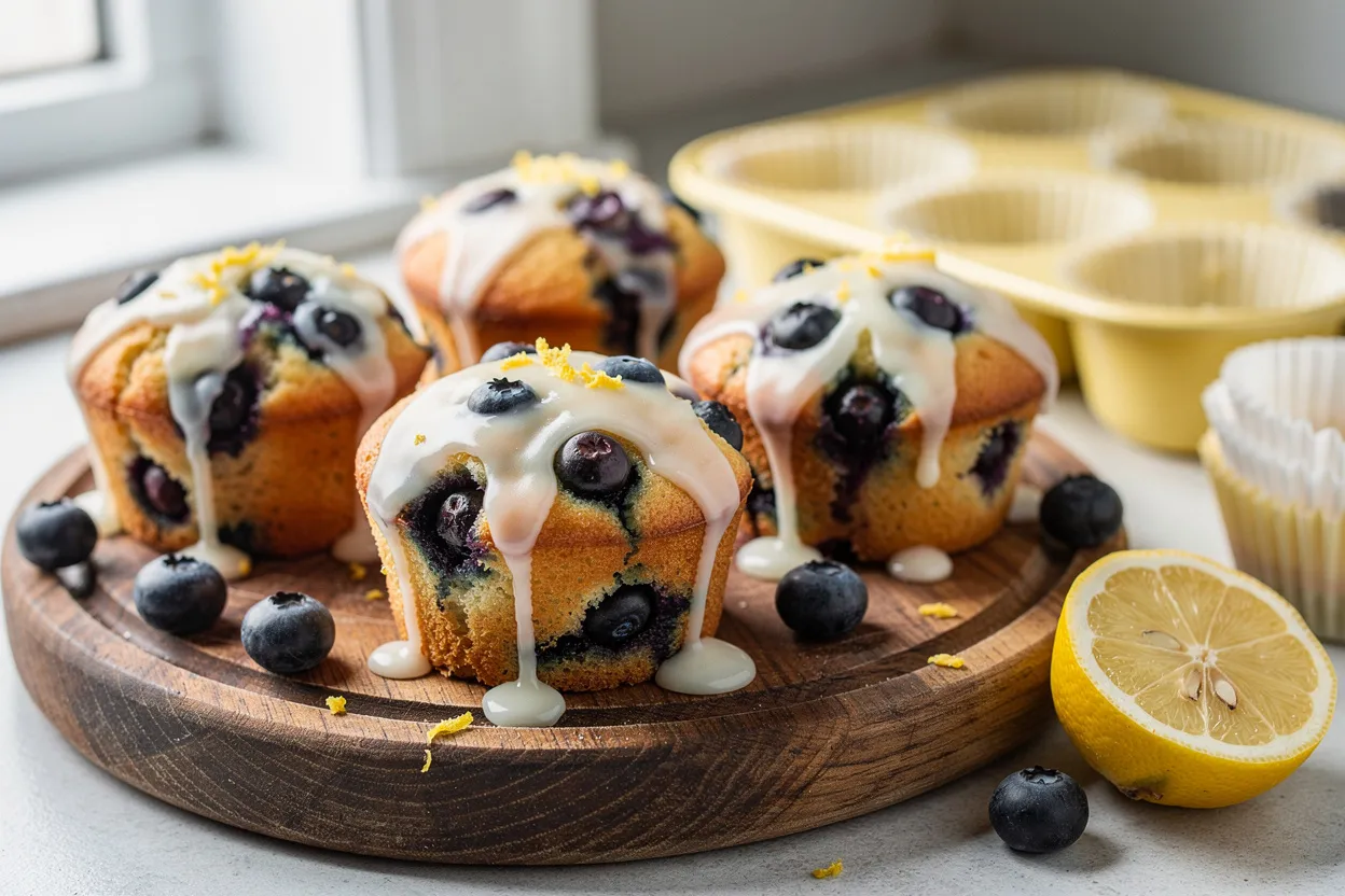 Mini cakes citron-myrtille faciles au glaçage vanille