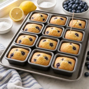 Mini plumcake dorati ai mirtilli provati con stecchino
