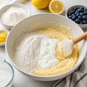Panna acida e ingredienti secchi incorporati nell impasto