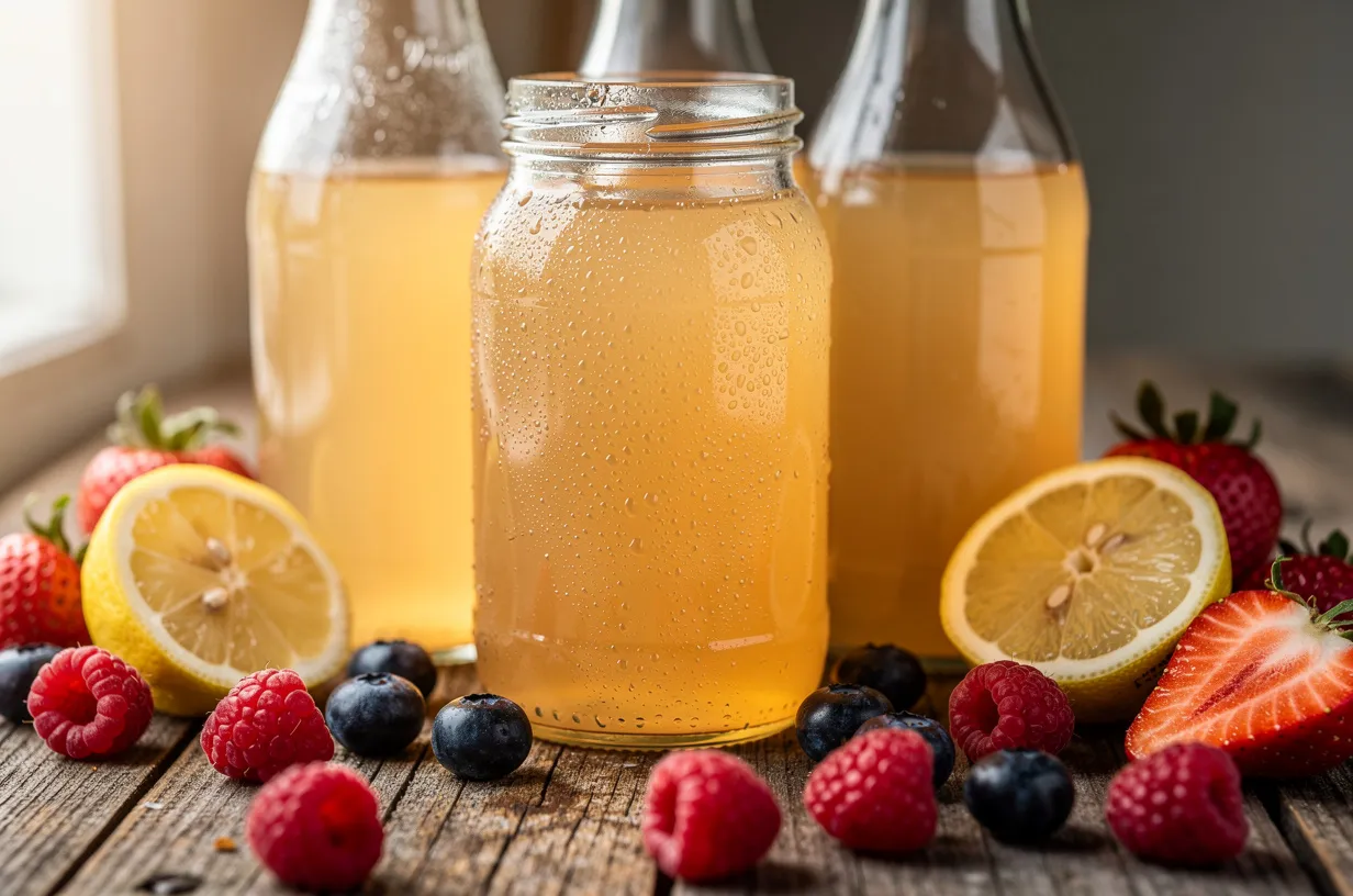 Einfacher Low-Sugar Kombucha mit Zitrus & Beeren für Zuhause