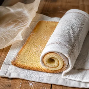 Pao de lo assado enrolado em pano com acucar de confeiteiro
