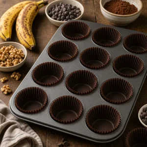 Moule a muffins chemise pret pour pate chocolat banane