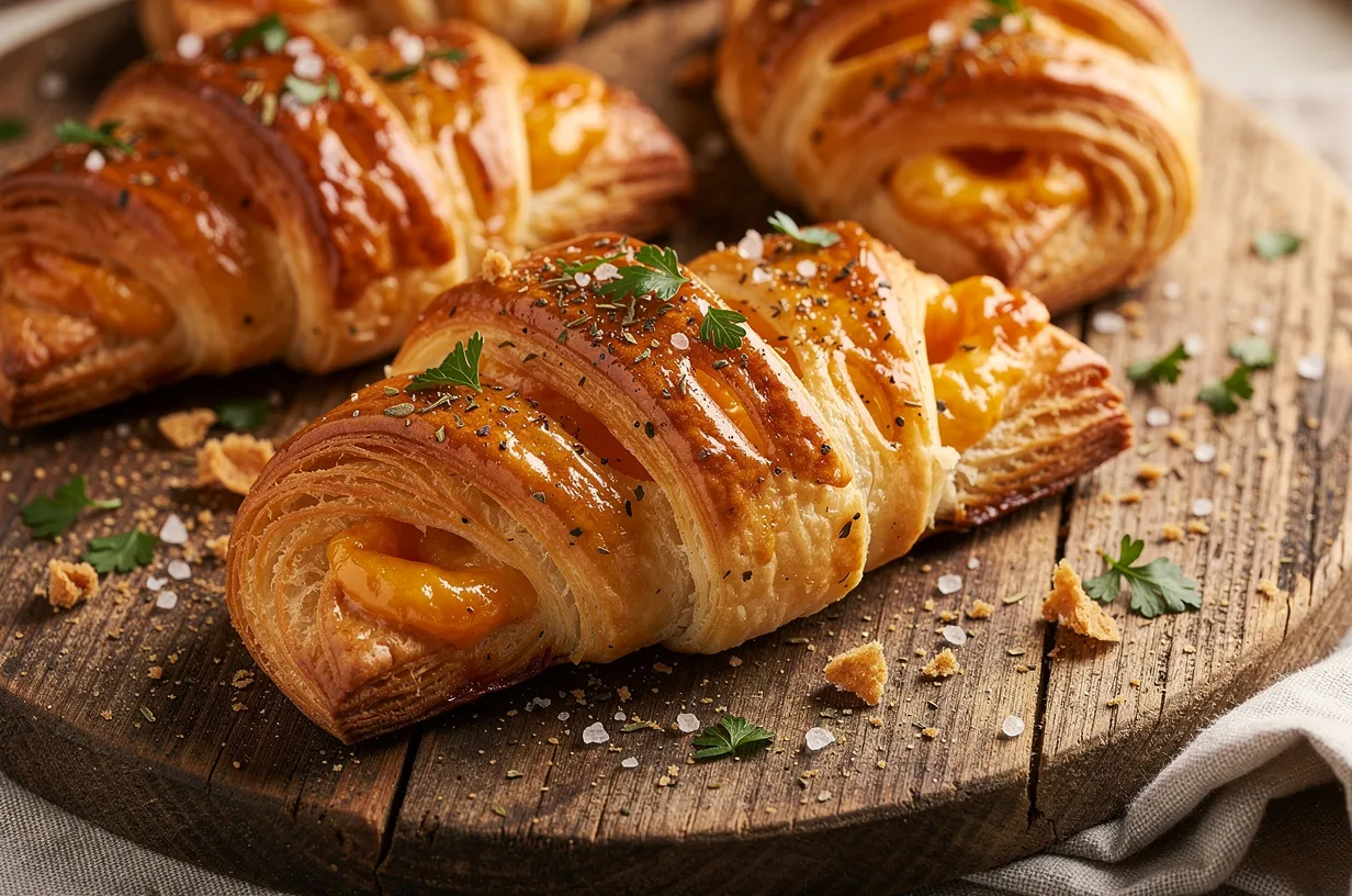 Flaky Cheese Bear Claws with Herbed Butter Glaze and Pepper
