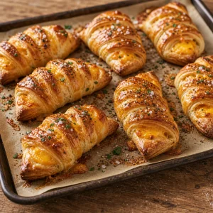 Golden baked cheese bear claws with bubbling melted cheese