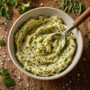 Herbed butter mixed with parsley, chives, salt, and pepper