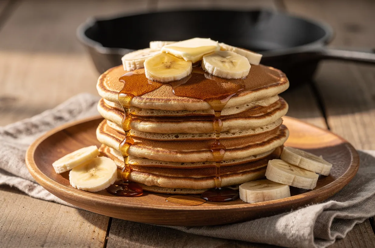 Fluffy Banana Pancakes with Vanilla and Buttermilk