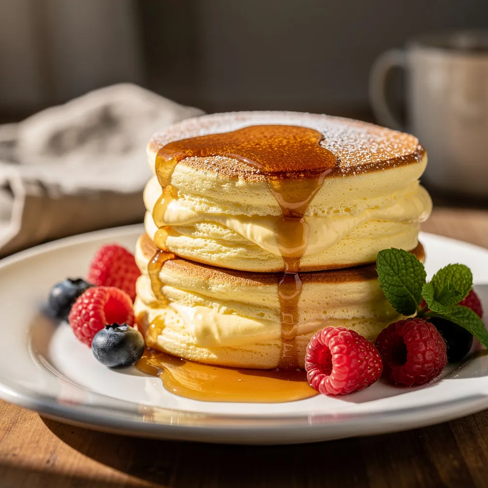 Fluffy Japanese Pancakes with Sweet Mirin Glaze