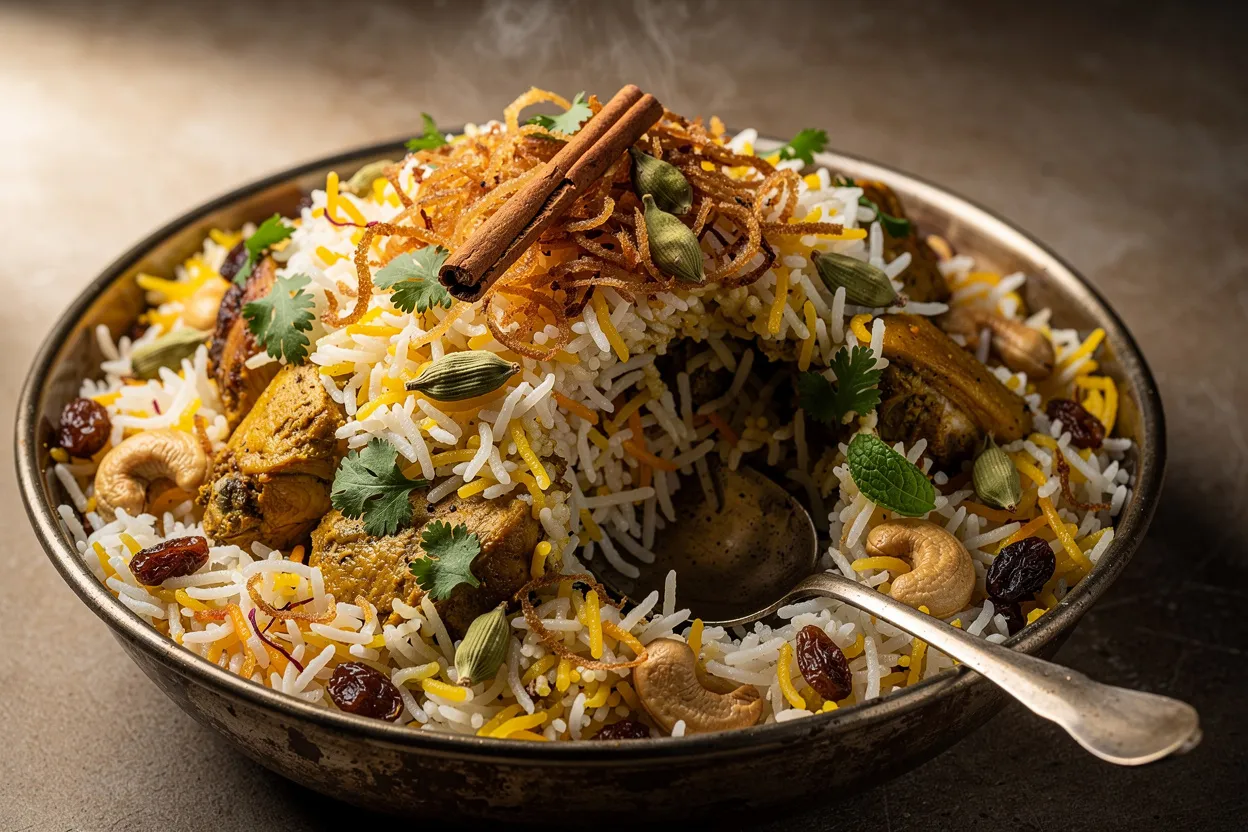 Biryani de poulet pakistanais parfumé au yaourt et safran