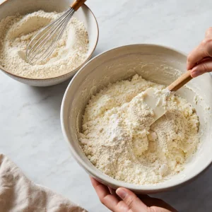 Mezcla de harinas sin gluten incorporada a la ricotta para formar una masa suave.