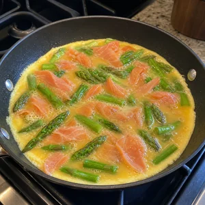 Smoked Salmon and Asparagus Frittata with Goat Cheese