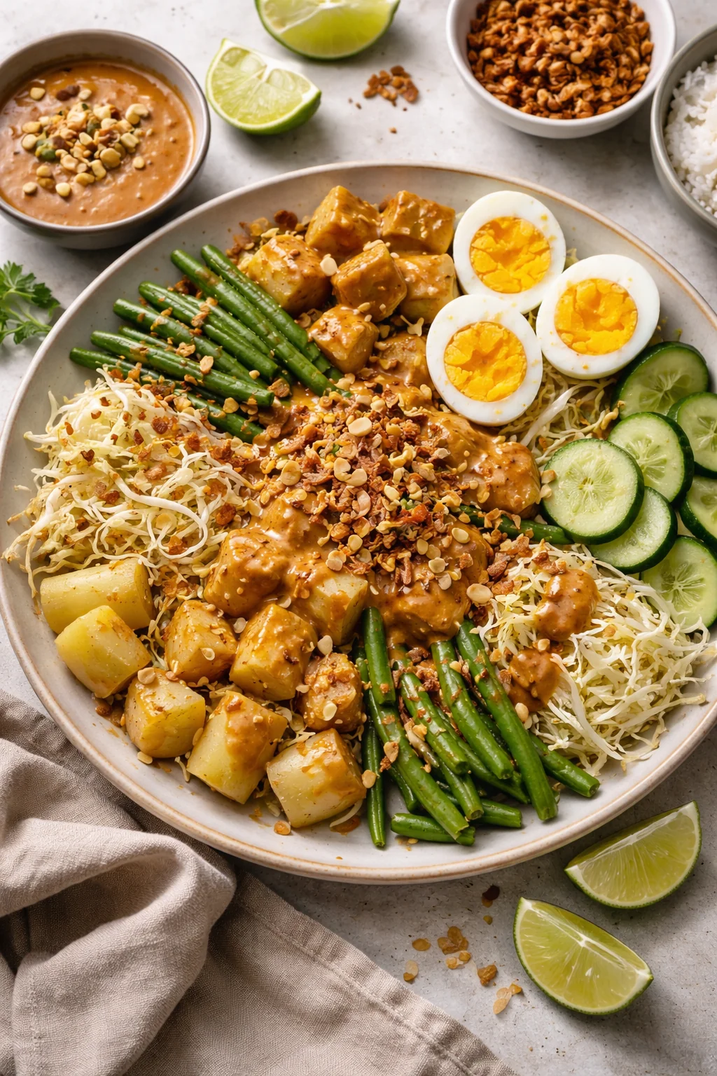 Gado-Gado Indonesian Salad with Creamy Peanut Sauce