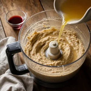 Brodo caldo frullato in una crema di noci