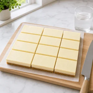 Lastra fredda al formaggio tagliata in rettangoli