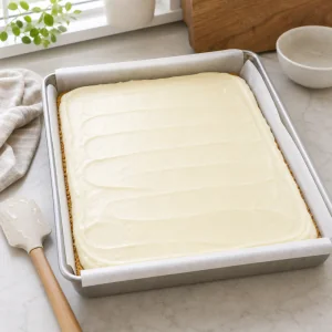 Ripieno al formaggio livellato sulla base di biscotti
