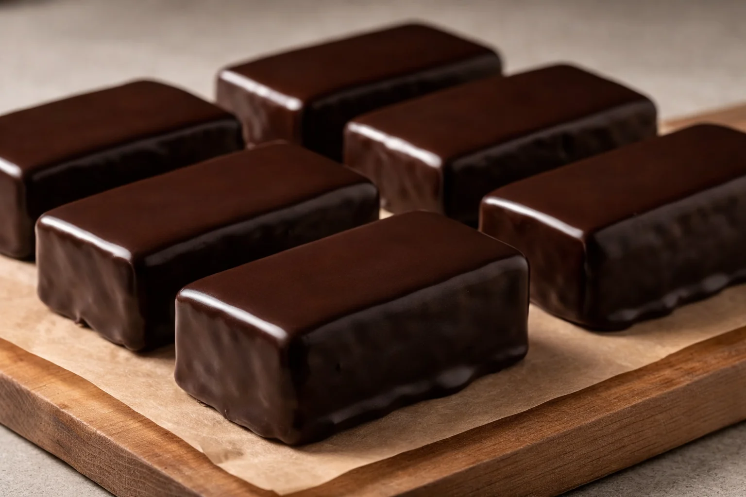 Barres de fromage blanc glacées au chocolat brillant