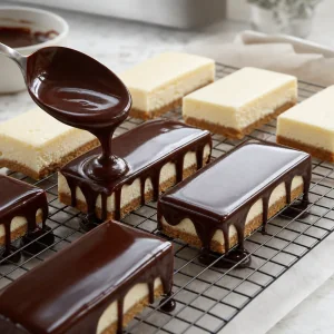 Ganache lucida versata sulle barrette fredde