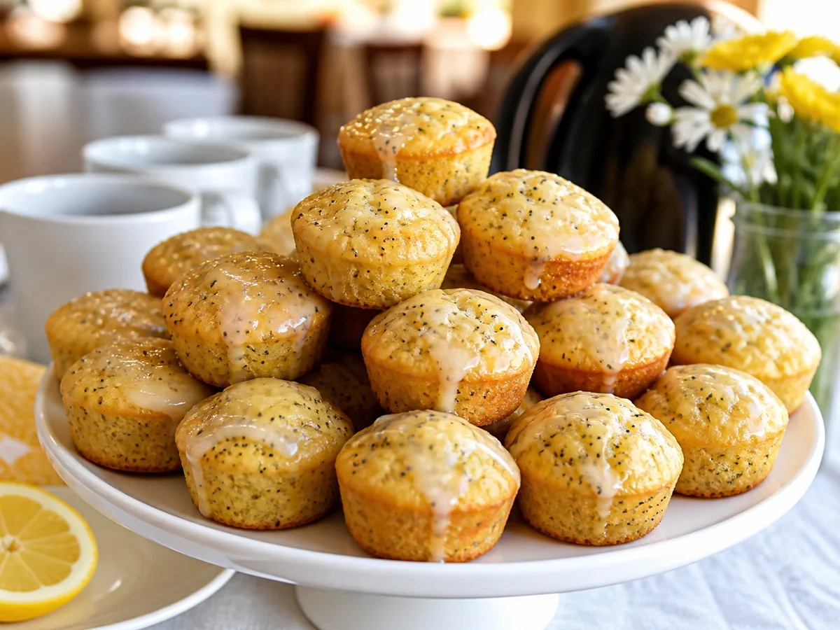 Mini muffins de limón y semillas de amapola glaseados