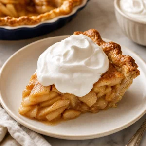 Stück glutenfreier Apfelkuchen mit luftiger Soufflé-Sahne