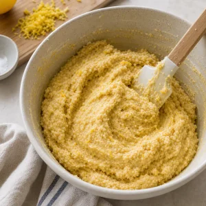Soft golden corn cookie dough folded with lemon zest