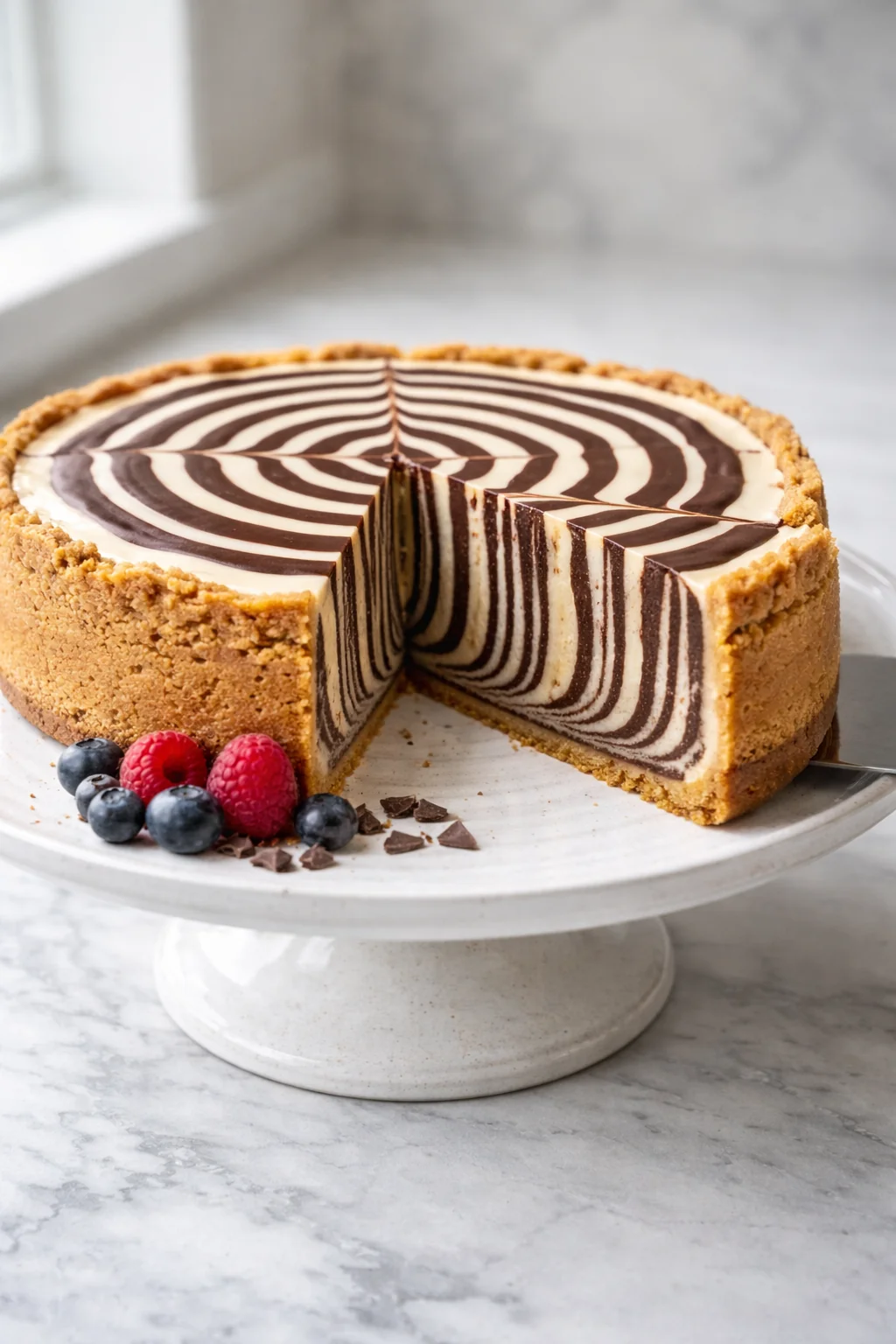 Gluten-Free Low-Sugar Zebra Pie with Cocoa Swirls Delight